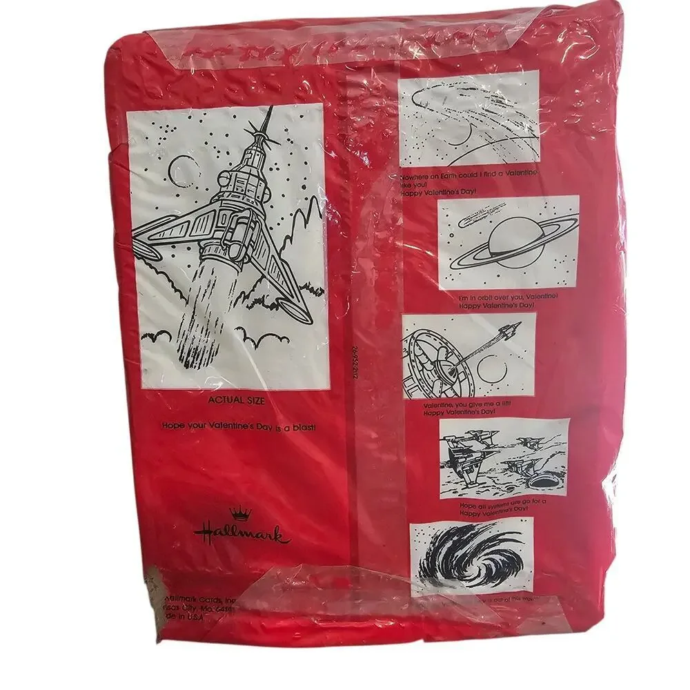 Vintage Hallmark Space Adventure Valentines Astronaut Rocket Ship Space Ephemera
